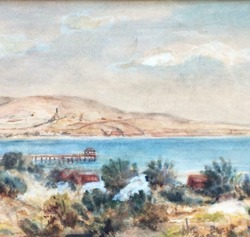 Antique Watercolour Painting of a Coastal Scene thumb-45333