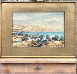 Antique Watercolour Painting of a Coastal Scene