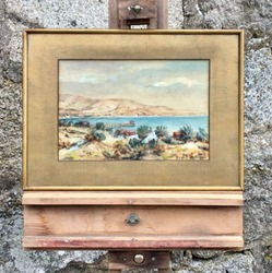 Antique Watercolour Painting of a Coastal Scene thumb-45332