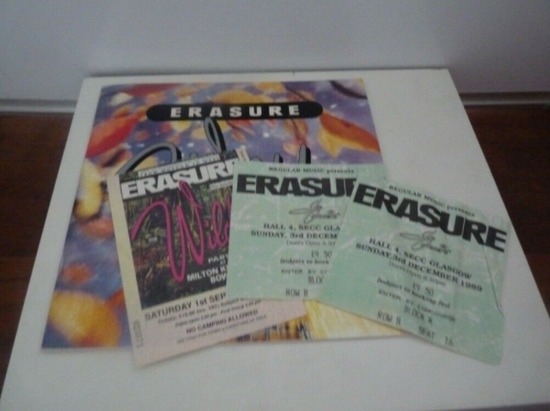 Erasure Wild Tour 1989/90 Song Book & 3 Used Tickets  0