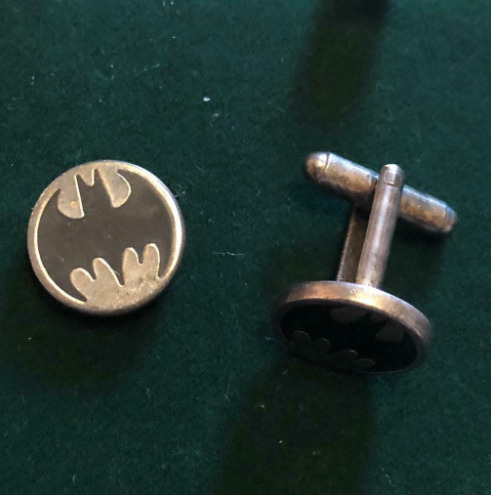 Art Pewter Superhero Batman Logo Emblem Shadow Cufflinks In Original Box VGC  1