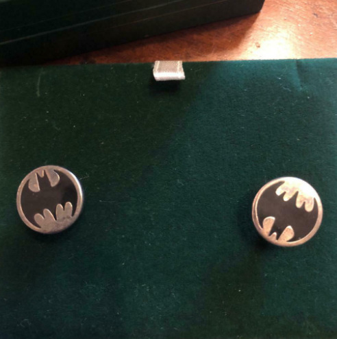Art Pewter Superhero Batman Logo Emblem Shadow Cufflinks In Original Box VGC  3