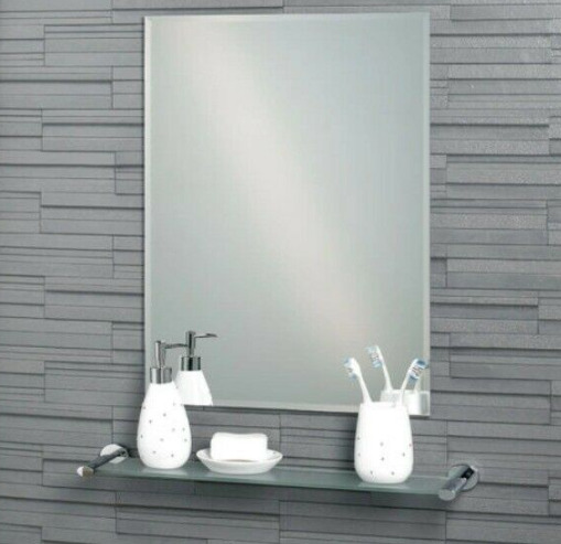 Frameless Rectangular Bathroom Mirror 60cm (h) x 45cm (w)  0