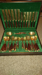 Cutlery Set, 38 Pcs Brass & Rosewood, Boxed, Never Used thumb-50111